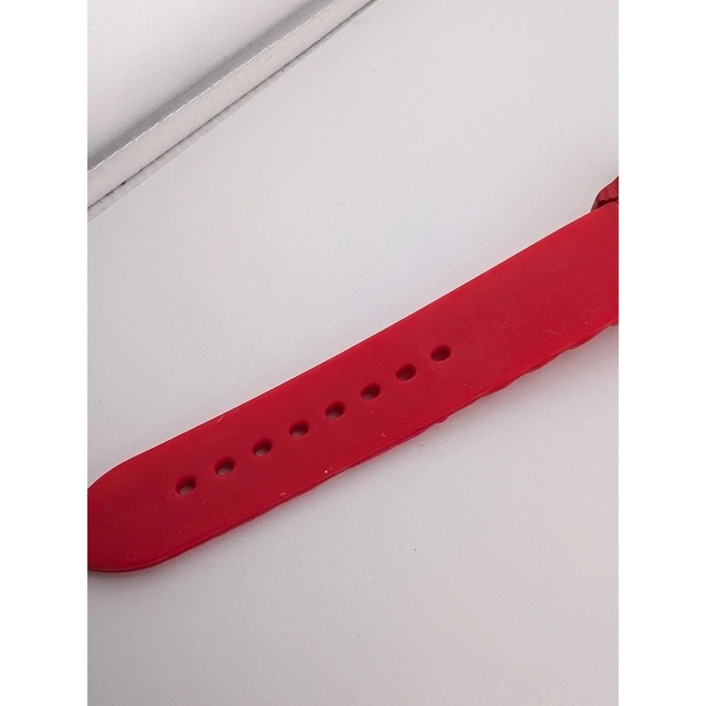 Geneva Platinum Heart Dial Watch Women 38mm Case Red Silicone‎ Band- New Battery